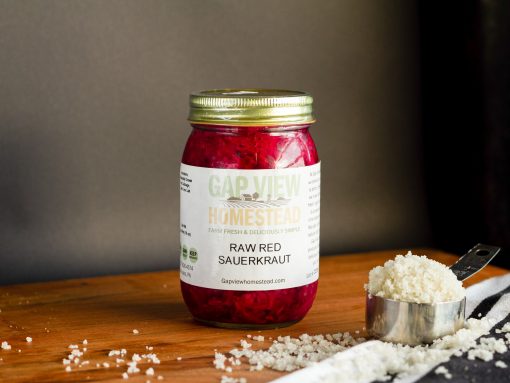 raw lacto fermented red sauerkraut in pint for sale online